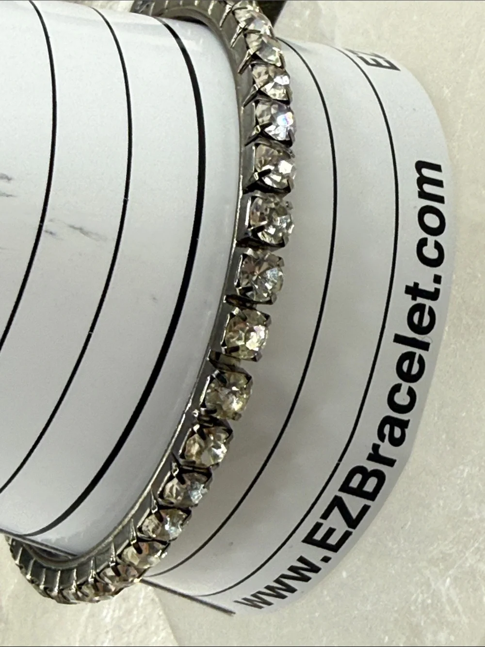 Rhinestone prong set vintage Bracelet - Silver Tone bangle larger stones & size
